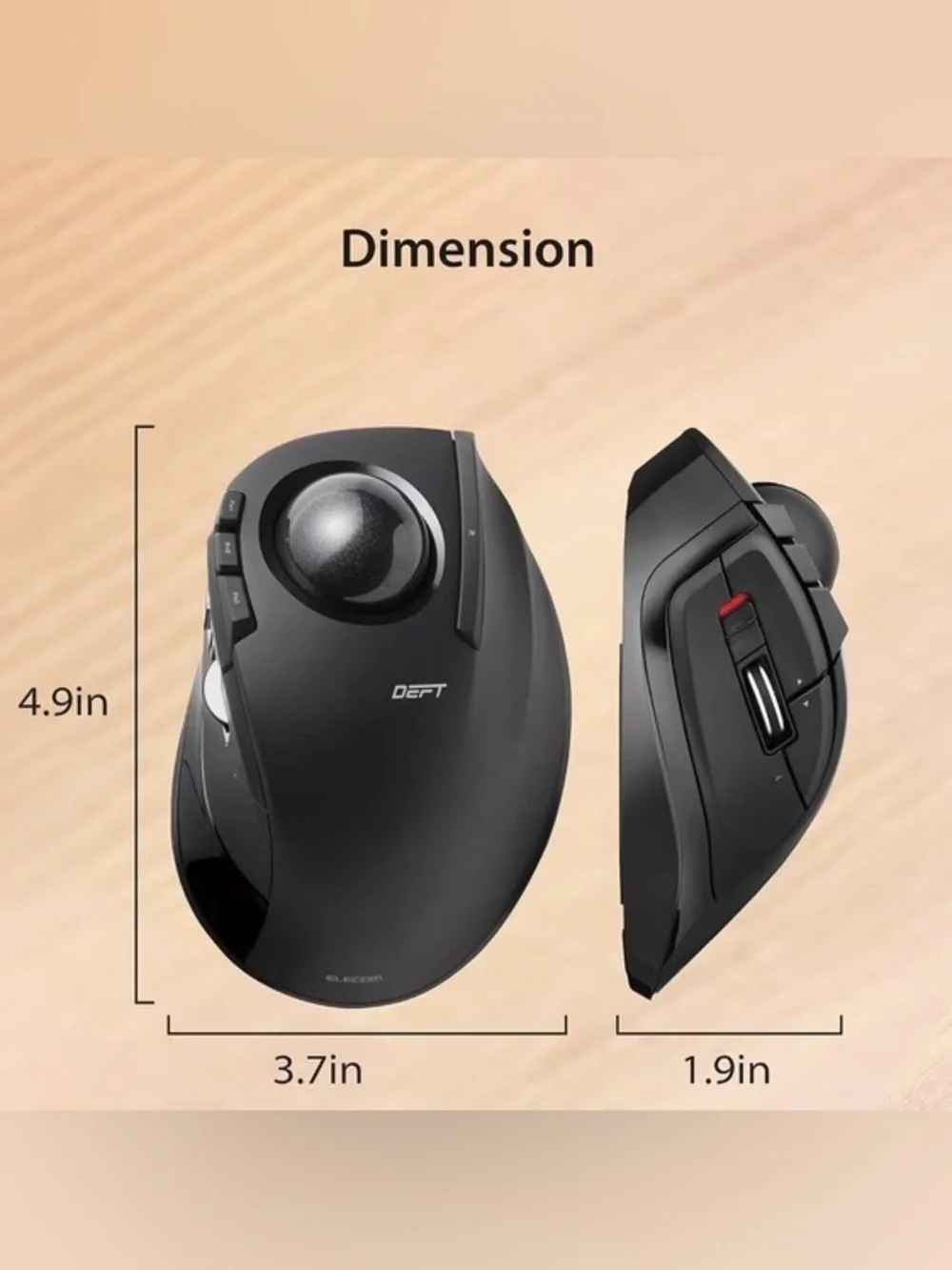 ELECOM DEFT Wireless Trackball Mouse M-DT2DRBK 2.4GHz 8-Button Mac Windows